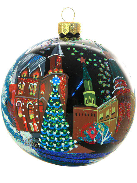 Новогодняя игрушка шар "Московский Кремль" d 100 мм